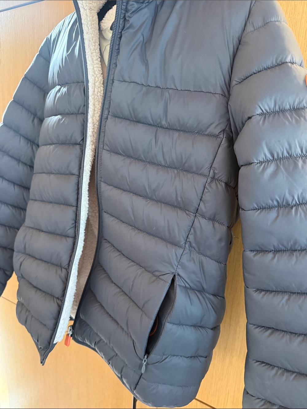 SAVE THE DUCK BOYS FULL ZIP SHERPA LINED HOOD Jacket Navy Blue Kids size 12 - Picture 15 of 15